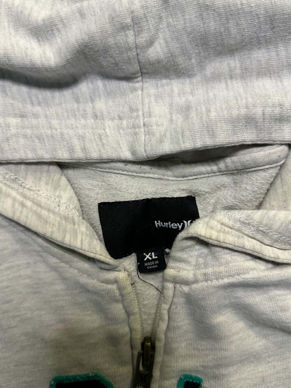 Y2K 2000s Hurley Full Zip Hoodie Sweatshirt Grey Logo - Picture 7 of 7